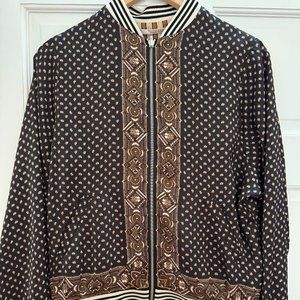 Reversible Black, Tan, Pink Silk Bomber by Scotch and Soda, Sz Small